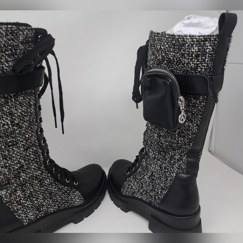 The Wishbone Collection High Boots Boucle Tweed Calf Leather Fanny 10 US $398 - Picture 8 of 13
